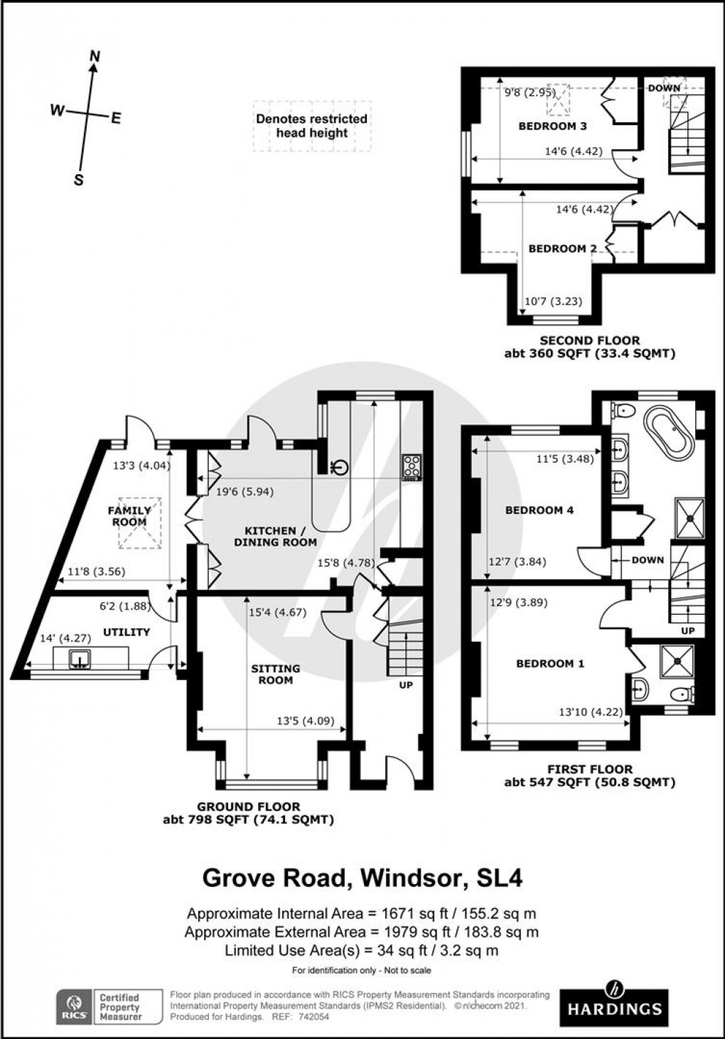 Floorplan for Grove House, 2 Grove Road, Windsor