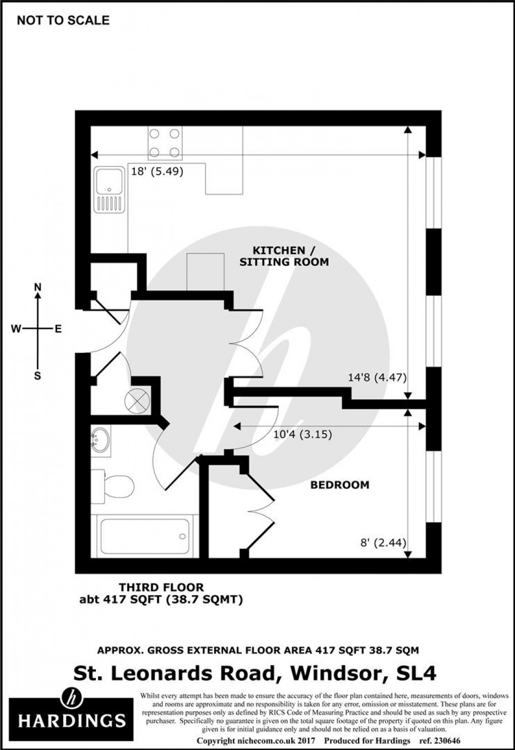 Floorplan for Knights Place, St Leonards Road, SL4