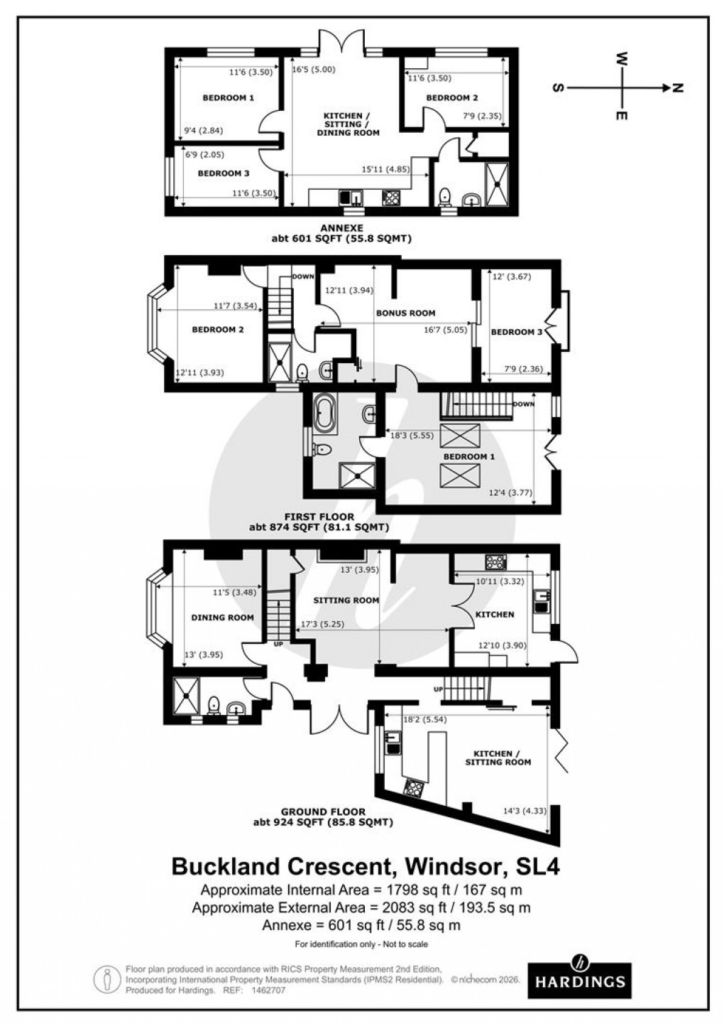 Floorplan for Buckland Crescent, Windsor, Berkshire
